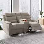 Canapé inclinable Mjkone à deux places avec espace de rangement et porte-gobelets Canapé inclinable en tissu technique avec dossier et repose-pieds réglables