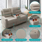Canapé inclinable Mjkone à deux places avec espace de rangement et porte-gobelets Canapé inclinable en tissu technique avec dossier et repose-pieds réglables