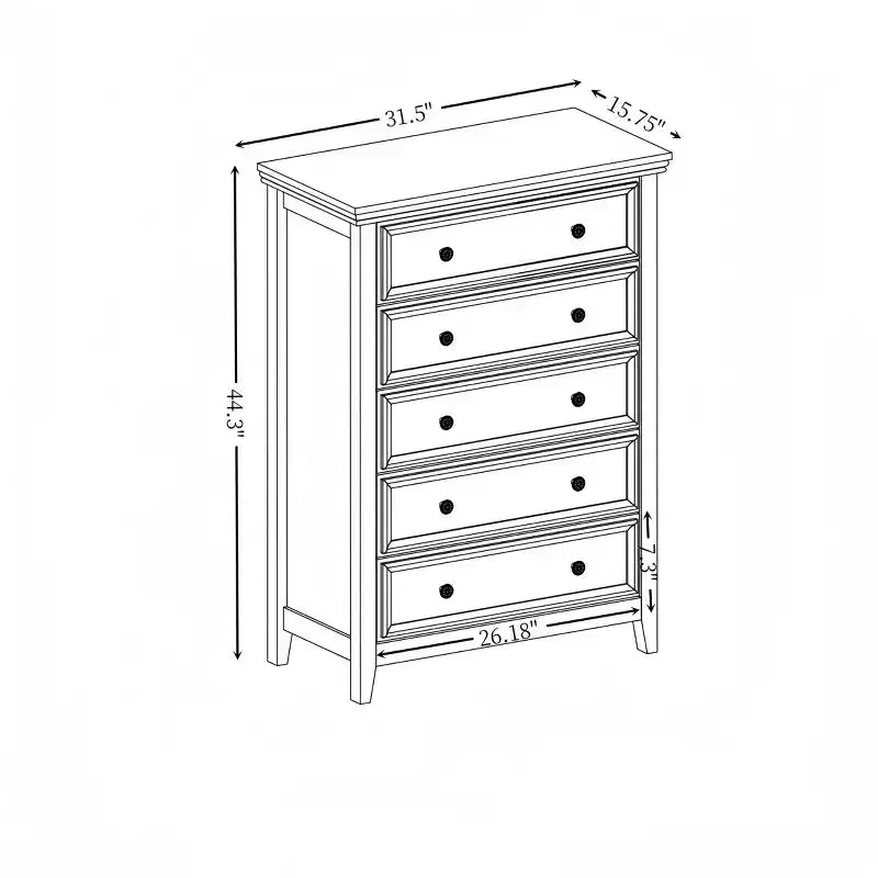 AndMakers Beige Armoire d'appoint de 112,5 cm de hauteur avec 5 tiroirs