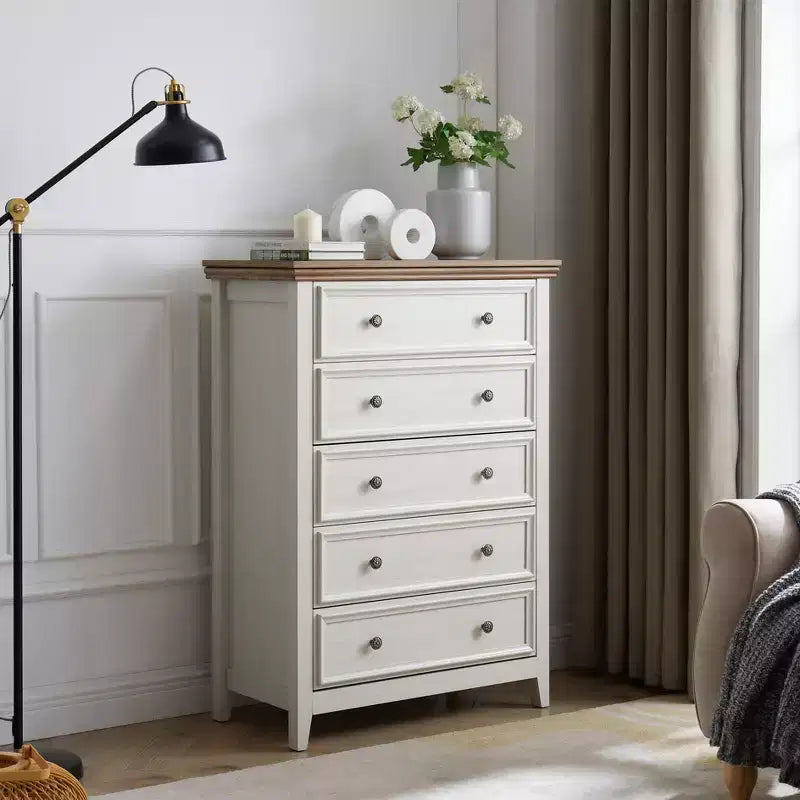 AndMakers Beige Armoire d'appoint de 112,5 cm de hauteur avec 5 tiroirs