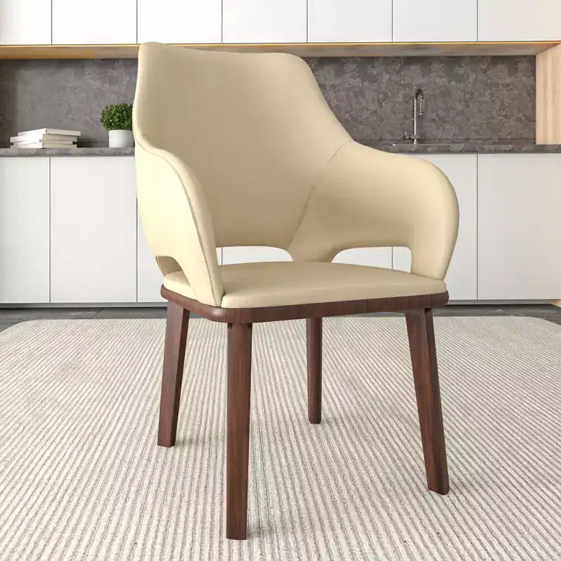 Lot de 2 chaises de salle à manger en cuir Vivara Collection, avec base en bois d'hévéa et assise et dossier rembourrés, chaises d'appoint modernes pour salles à manger
