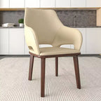 Lot de 2 chaises de salle à manger en cuir Vivara Collection, avec base en bois d'hévéa et assise et dossier rembourrés, chaises d'appoint modernes pour salles à manger