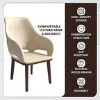 Lot de 2 chaises de salle à manger en cuir Vivara Collection, avec base en bois d'hévéa et assise et dossier rembourrés, chaises d'appoint modernes pour salles à manger