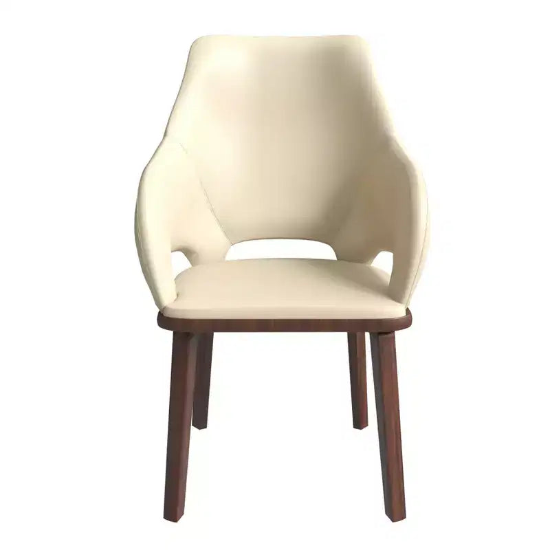 Lot de 2 chaises de salle à manger en cuir Vivara Collection, avec base en bois d'hévéa et assise et dossier rembourrés, chaises d'appoint modernes pour salles à manger