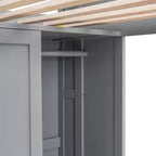 Lit mezzanine en bois Whisen 77.16''L x 48.5''W, taille double, avec plusieurs étagères de rangement et une armoire, grand espace de rangement