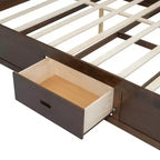 Lit plateforme en bois King Size Whisen avec tête de lit multi-rangements, port USB et tiroirs