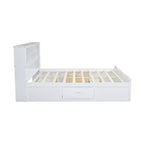 Lit plateforme en bois King Size Whisen avec tête de lit multi-rangements, port USB et tiroirs