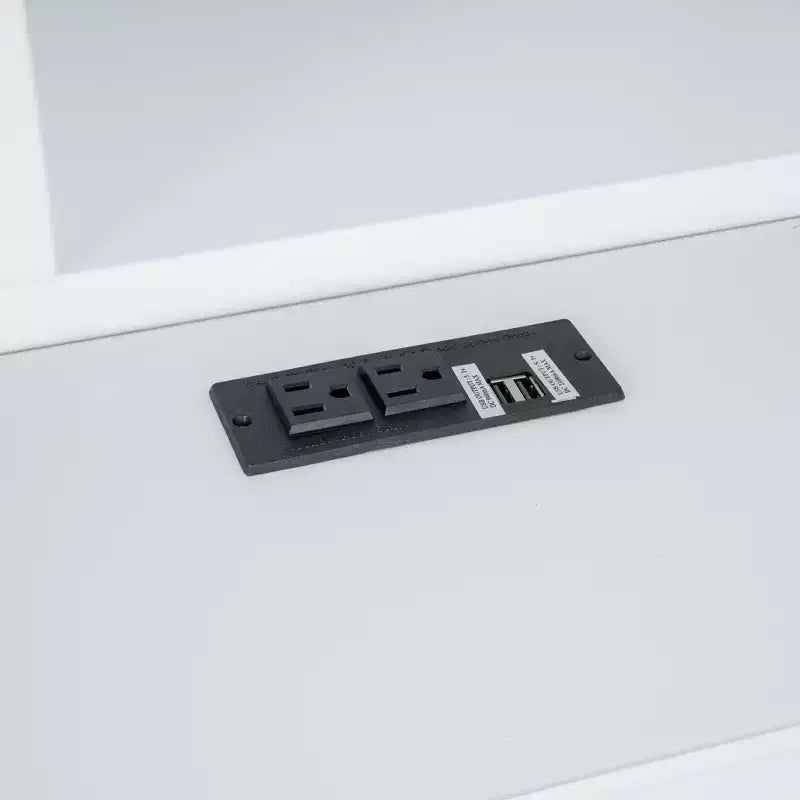 Lit plateforme en bois King Size Whisen avec tête de lit multi-rangements, port USB et tiroirs