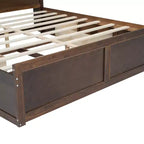 Lit plateforme en bois King Size Whisen avec tête de lit multi-rangements, port USB et tiroirs