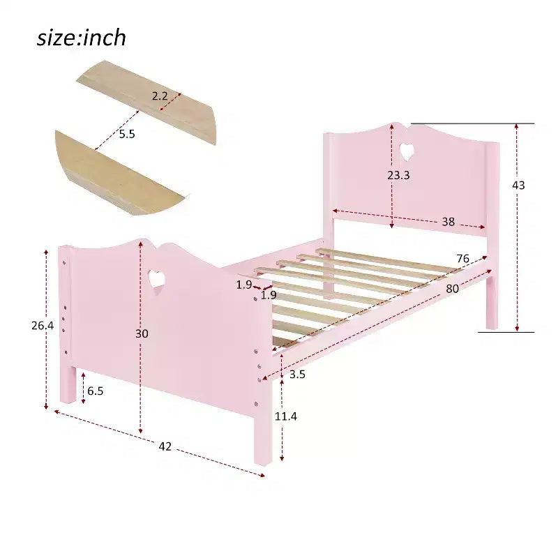 Lit plateforme double en bois avec tête et pied de lit Whisen Morden Design