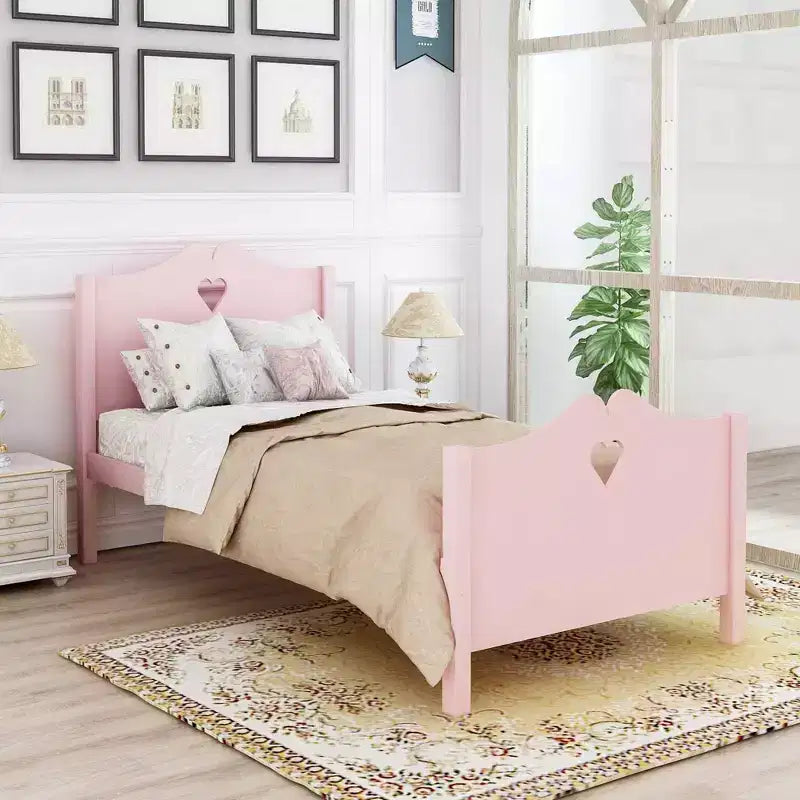 Whisen Morden Design Twin Size Wood Platform Bed with Headboard and Footboard
