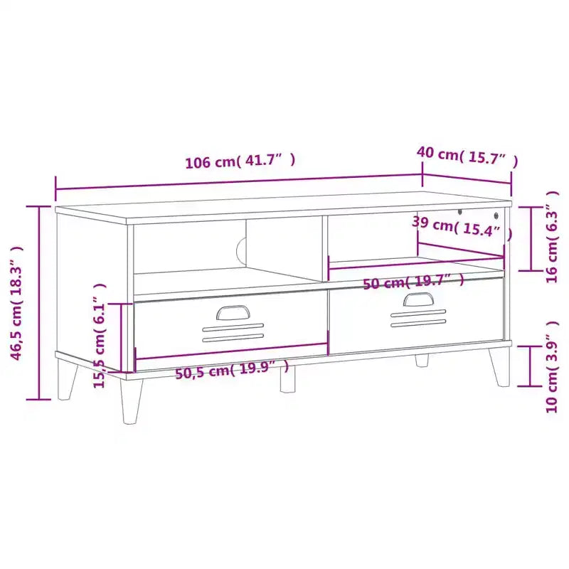 vidaXL Meuble TV Console Multimédia Centre de Divertissement Bois Massif Pin
