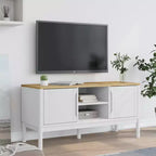 Meuble TV vidaXL Floro - Pin massif - Meuble blanc moderne - 114x43x55 cm - Convient aux téléviseurs de 51 à 60 pouces - Grand espace de rangement - Idéal pour le salon