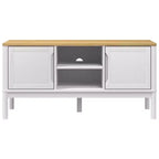 Meuble TV vidaXL Floro - Pin massif - Meuble blanc moderne - 114x43x55 cm - Convient aux téléviseurs de 51 à 60 pouces - Grand espace de rangement - Idéal pour le salon