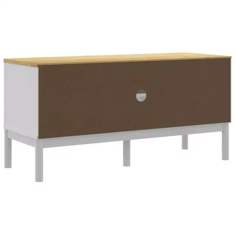 Meuble TV vidaXL Floro - Pin massif - Meuble blanc moderne - 114x43x55 cm - Convient aux téléviseurs de 51 à 60 pouces - Grand espace de rangement - Idéal pour le salon