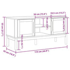 vidaXL Meuble TV Floro - Bois de pin massif, brun ciré 114x43x55 cm - Armoire moderne pour salon