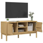 vidaXL Meuble TV Floro - Bois de pin massif, brun ciré 114x43x55 cm - Armoire moderne pour salon