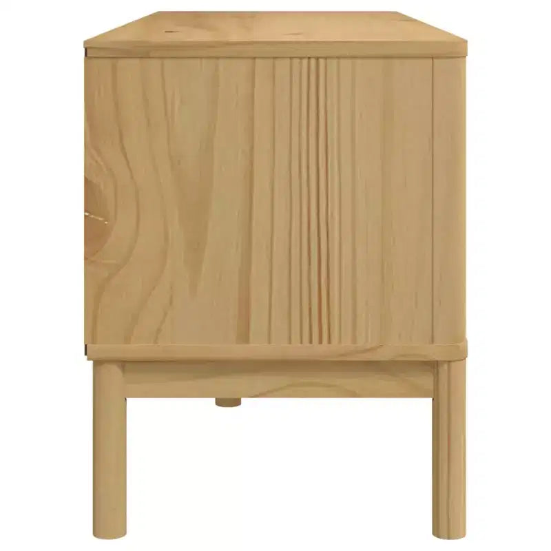 vidaXL Meuble TV Floro - Bois de pin massif, brun ciré 114x43x55 cm - Armoire moderne pour salon