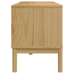 vidaXL Meuble TV Floro - Bois de pin massif, brun ciré 114x43x55 cm - Armoire moderne pour salon
