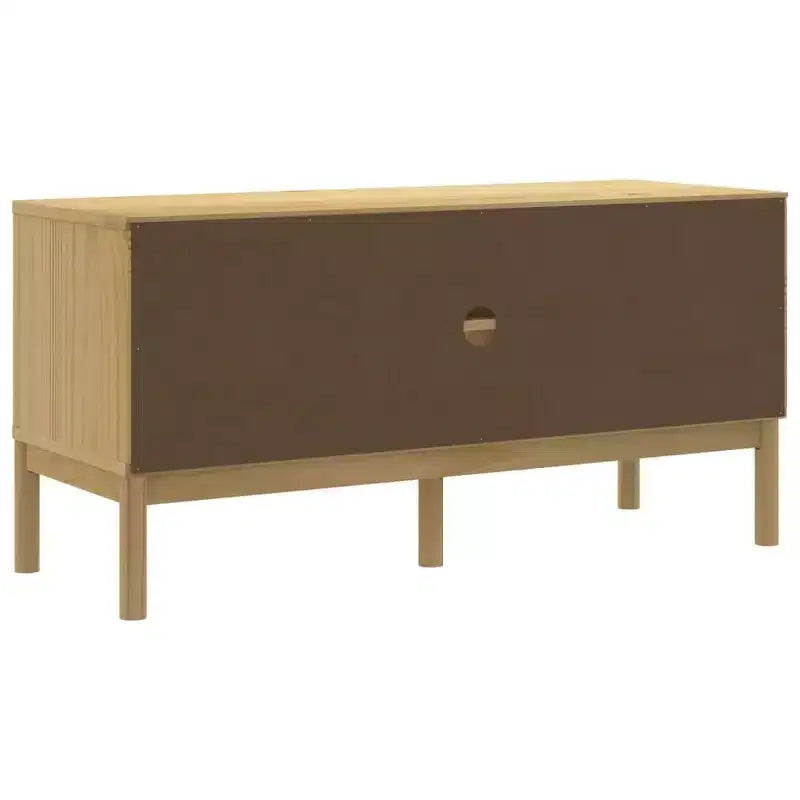 vidaXL Meuble TV Floro - Bois de pin massif, brun ciré 114x43x55 cm - Armoire moderne pour salon