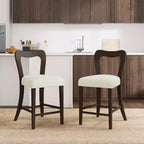 Christopher Knight Home Imamu Rubberwood Upholstered Counter Stools with Curved Open Back (Set of 2)