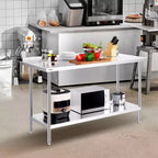 VEVOR Table de Travail en Acier Inoxydable 24 x 60 x 36 Pouces, Table de Préparation Alimentaire Commerciale Robuste, Table de Travail en Métal à Hauteur Réglable