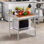 VEVOR Table de Travail en Acier Inoxydable, Table de Préparation Alimentaire Commerciale de 61 x 71 x 66 cm, Table de Préparation Robuste avec Dosseret sur 3 Côtés, Table de Travail en Métal