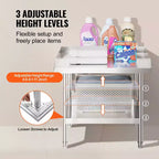VEVOR Table de Travail en Acier Inoxydable, Table de Préparation Alimentaire Commerciale de 61 x 71 x 66 cm, Table de Préparation Robuste avec Dosseret sur 3 Côtés, Table de Travail en Métal
