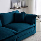 Canapé sectionnel en U avec repose-pieds réversible, canapé d'angle convertible 5 places accompagné de 2 poufs