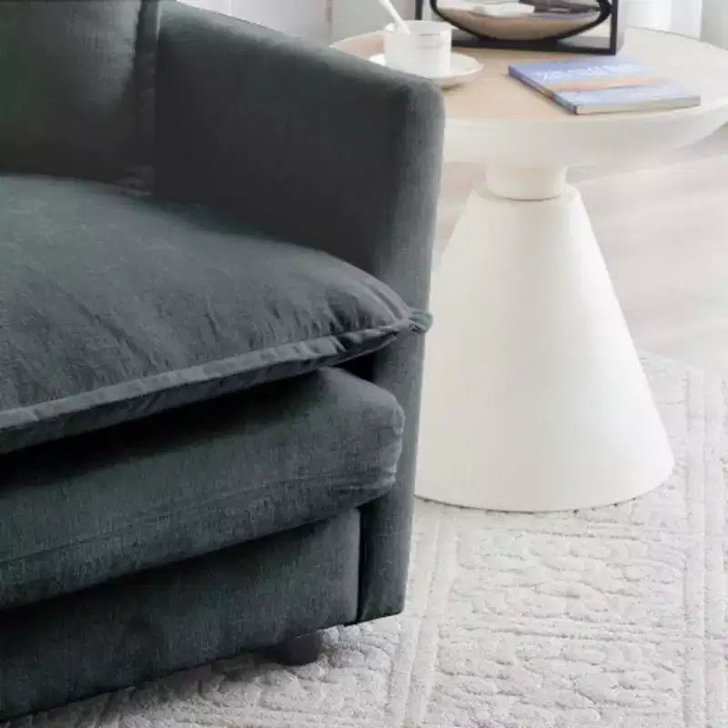 Canapé sectionnel en U avec repose-pieds réversible, canapé d'angle convertible 5 places accompagné de 2 poufs