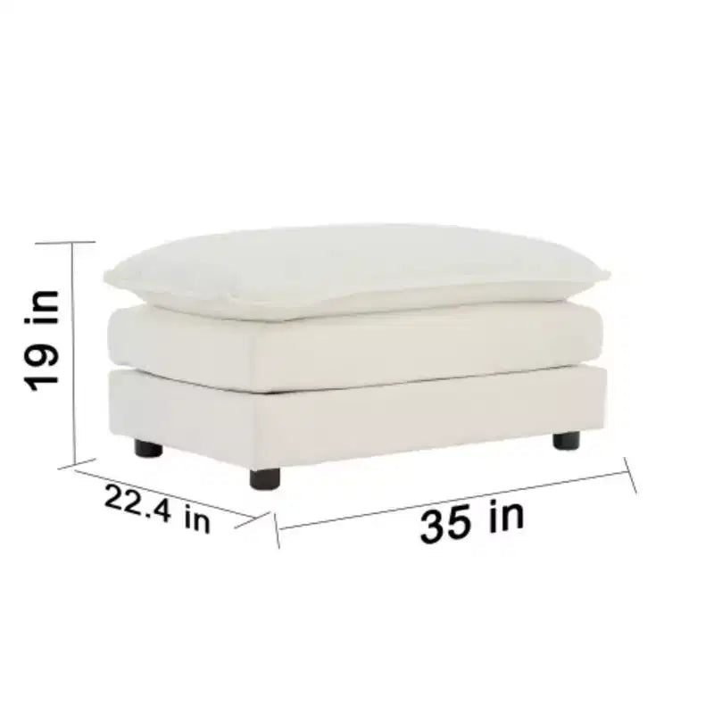 Ensemble de 4 pièces : Canapé 2 places capitonné et 2 poufs, Causeuse.