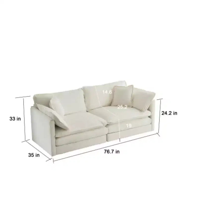 Ensemble de 4 pièces : Canapé 2 places capitonné et 2 poufs, Causeuse.