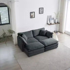 Ensemble de 4 pièces : Canapé 2 places capitonné et 2 poufs, Causeuse.