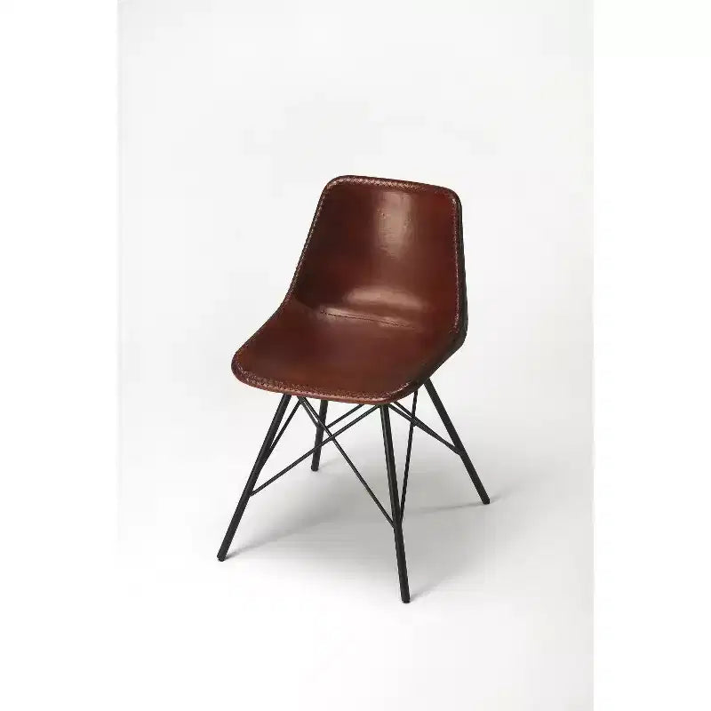 HomeRoots 21 Brown And Black Faux Leather Side Chair