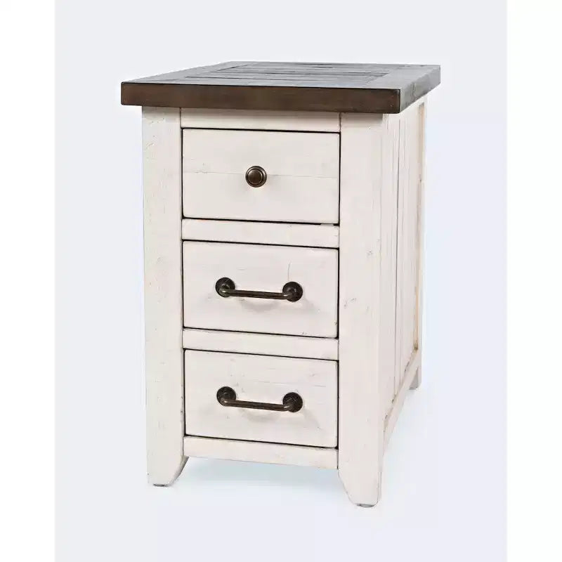 Table d'appoint Jofran, Harris avec port USB - Coloris blanc