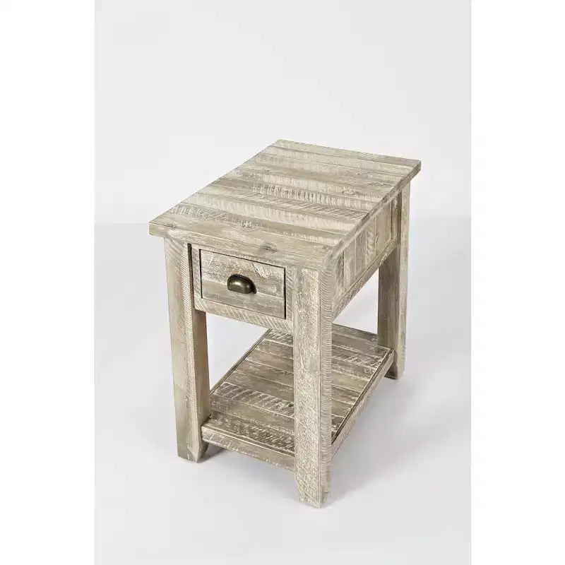 Jofran, Table d'appoint en bois massif patiné de style rustique et campagnard, Artisan's Craft - Couleur grise