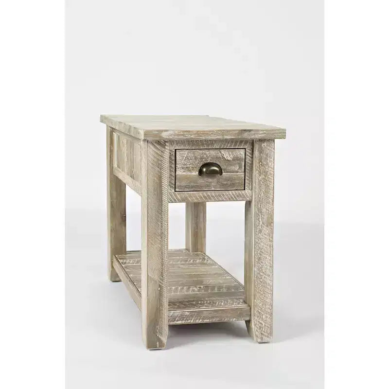 Jofran, Table d'appoint en bois massif patiné de style rustique et campagnard, Artisan's Craft - Couleur grise
