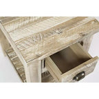 Jofran, Table d'appoint en bois massif patiné de style rustique et campagnard, Artisan's Craft - Couleur grise