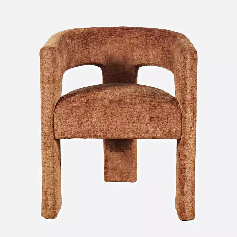 Jofran,Gwen Modern Luxury Jacquard Fabric Upholstered Sculpture Armchair- Brown Color