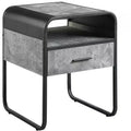 HomeRoots 22 Black And Gray Wood And Metal Square End Table With Drawer And Shelf