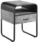 HomeRoots 22 Black And Gray Wood And Metal Square End Table With Drawer And Shelf