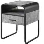 HomeRoots Table d'appoint carrée en bois et métal noir et gris de 22 po avec tiroir et étagère