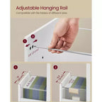Meuble de classement mobile VASAGLE, 3 tiroirs, à roulettes, pour documents A4 et format lettre, rail de suspension réglable pour dossiers suspendus
