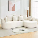 Canapé sectionnel modulaire incurvé de 269 cm avec méridienne et fonction couchage, en tissu chenille, aucun assemblage requis pour salon/appartement/chambre à coucher