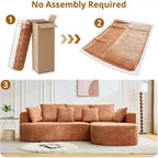 Canapé sectionnel modulaire incurvé de 269 cm avec méridienne et fonction couchage, en tissu chenille, aucun assemblage requis pour salon/appartement/chambre à coucher