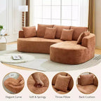 Canapé sectionnel modulaire incurvé de 269 cm avec méridienne et fonction couchage, en tissu chenille, aucun assemblage requis pour salon/appartement/chambre à coucher