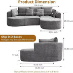 Canapé sectionnel modulaire incurvé de 269 cm avec méridienne et fonction couchage, en tissu chenille, aucun assemblage requis pour salon/appartement/chambre à coucher