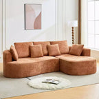 Canapé sectionnel modulaire incurvé de 269 cm avec méridienne et fonction couchage, en tissu chenille, aucun assemblage requis pour salon/appartement/chambre à coucher