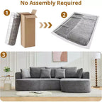 Canapé sectionnel modulaire incurvé de 269 cm avec méridienne et fonction couchage, en tissu chenille, aucun assemblage requis pour salon/appartement/chambre à coucher