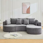 Canapé sectionnel modulaire incurvé de 269 cm avec méridienne et fonction couchage, en tissu chenille, aucun assemblage requis pour salon/appartement/chambre à coucher